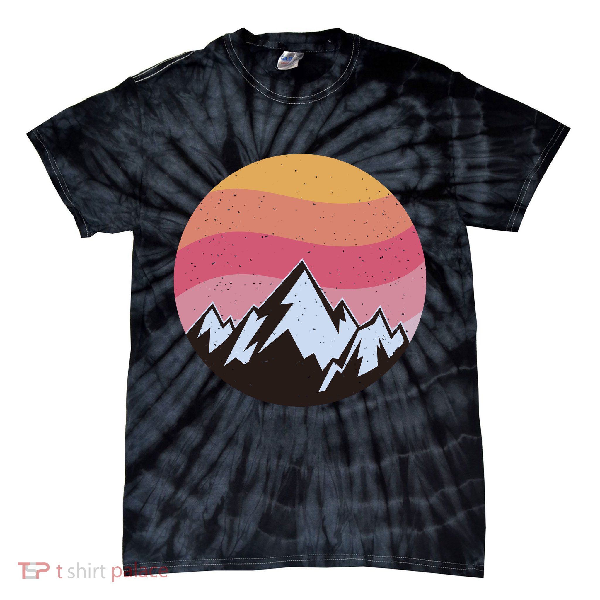 Retro Sunset Mountain Tie-Dye T-Shirt
