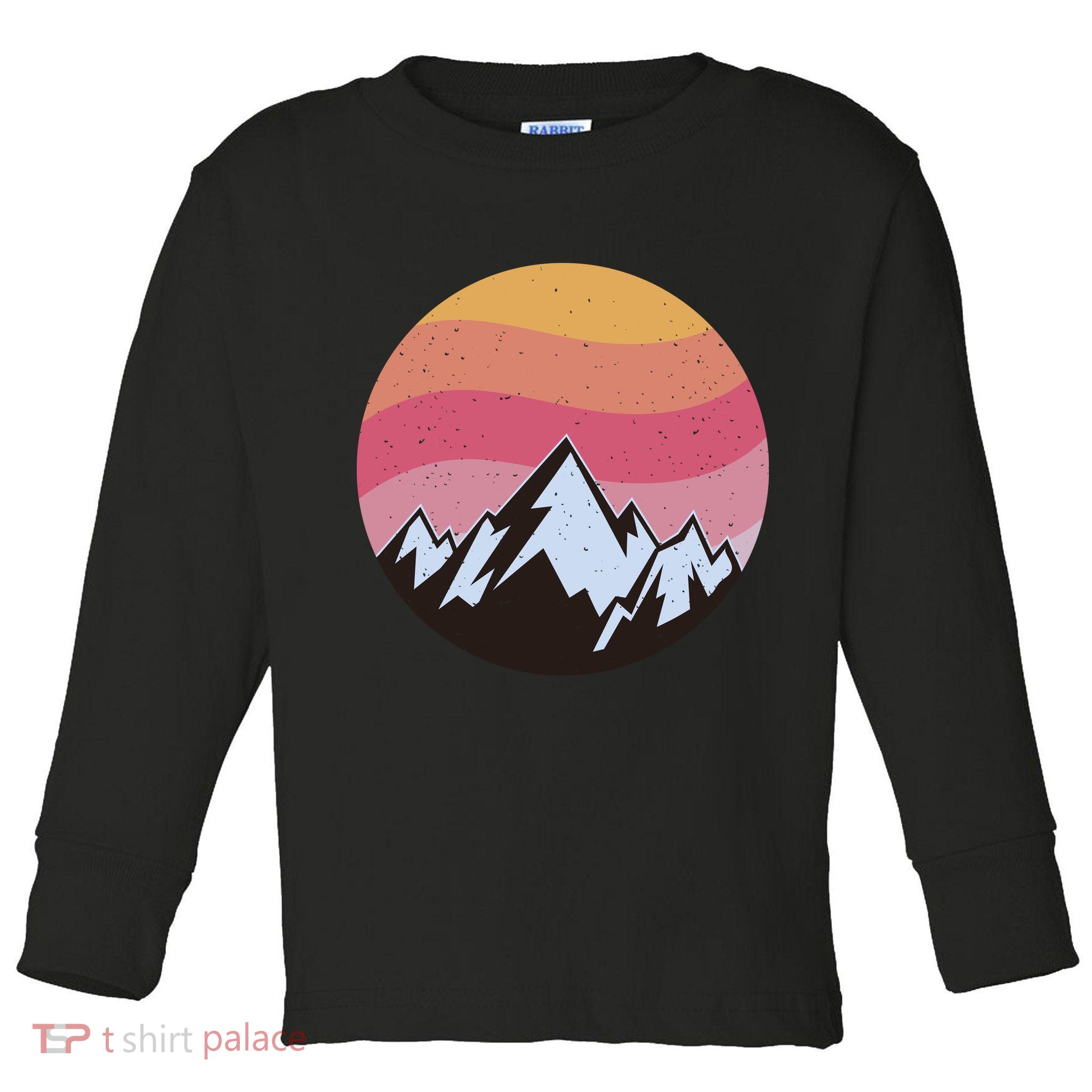 Retro Sunset Mountain Toddler Long Sleeve Shirt