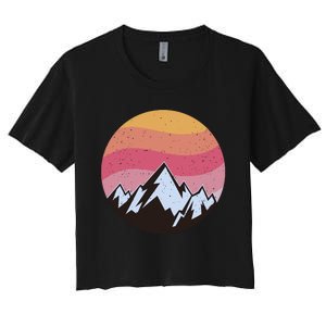 Retro Sunset Mountain Women's Crop Top Tee