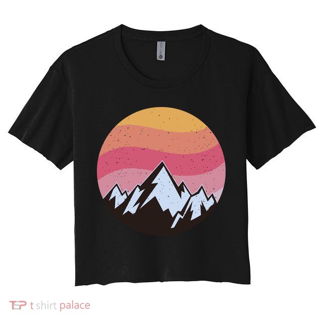 Retro Sunset Mountain Crop Top