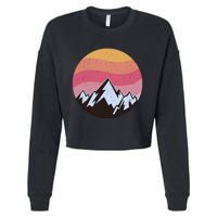 Retro Sunset Mountain Cropped Pullover Crew