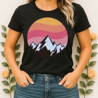 Retro Sunset Mountain Womens T-Shirt