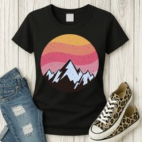 Retro Sunset Mountain Womens T-Shirt