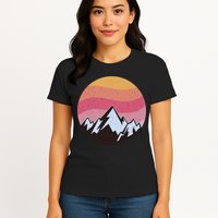 Retro Sunset Mountain Womens T-Shirt