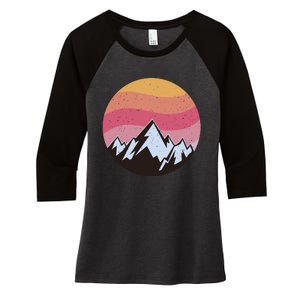 Retro Sunset Mountain Women's Tri-Blend 3/4-Sleeve Raglan Shirt