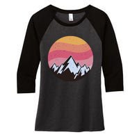 Retro Sunset Mountain Women's Tri-Blend 3/4-Sleeve Raglan Shirt