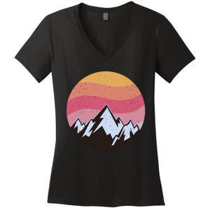 Retro Sunset Mountain Women's V-Neck T-Shirt