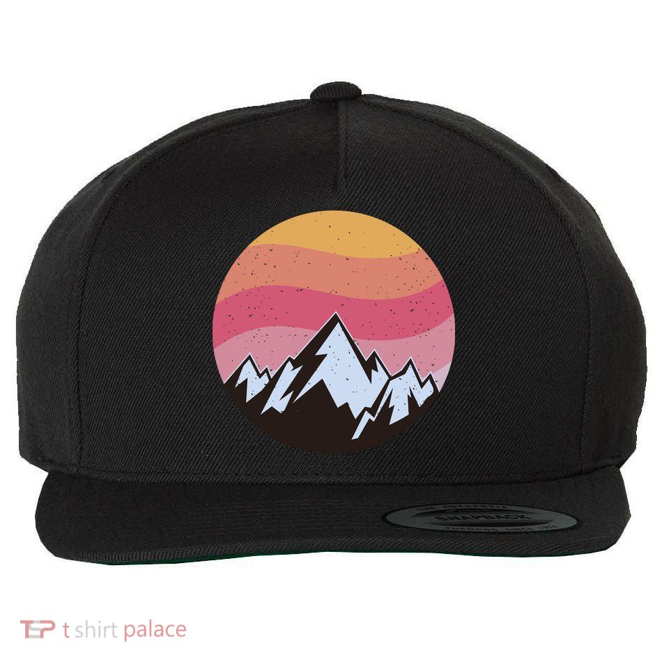 Retro Sunset Mountain Wool Snapback Cap