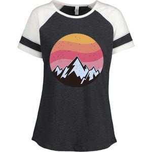 Retro Sunset Mountain Enza Ladies Jersey Colorblock Tee