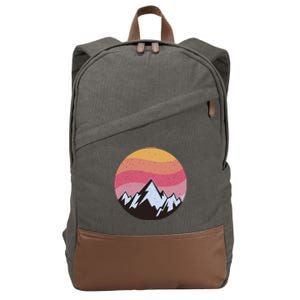 Retro Sunset Mountain Cotton Canvas Backpack