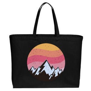 Retro Sunset Mountain Cotton Canvas Jumbo Tote