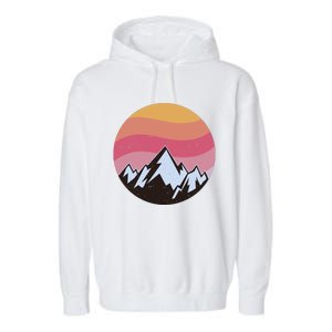 Retro Sunset Mountain Garment-Dyed Fleece Hoodie