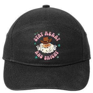 Retro Stay Merry And Bright Cowboy Santa Claus 7-Panel Snapback Hat