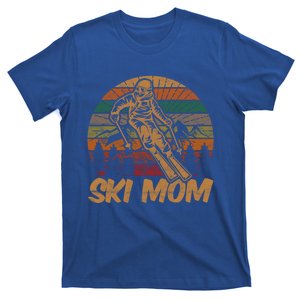 Retro Ski Mom Sunset Gift Mother Skier Fan Skiing Mama Meaningful Gift T-Shirt