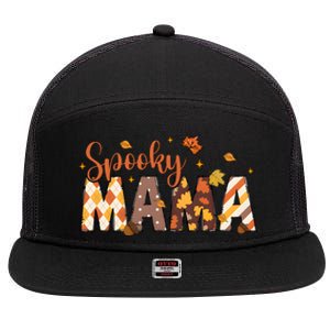 Retro Spooky Mama Halloween 7 Panel Mesh Trucker Snapback Hat