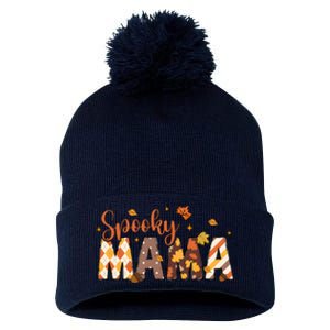 Retro Spooky Mama Halloween Pom Pom 12in Knit Beanie