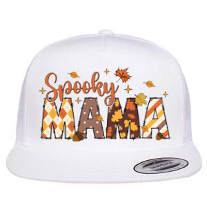 Retro Spooky Mama Halloween Flat Bill Trucker Hat