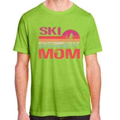 Retro Ski Mom Sunset Winter Skiing Mom Gift Adult ChromaSoft Performance T-Shirt