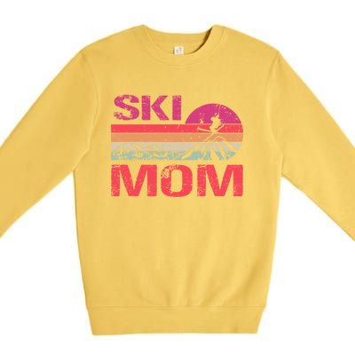 Retro Ski Mom Sunset Winter Skiing Mom Gift Premium Crewneck Sweatshirt