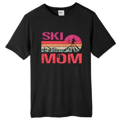 Retro Ski Mom Sunset Winter Skiing Mom Gift Tall Fusion ChromaSoft Performance T-Shirt