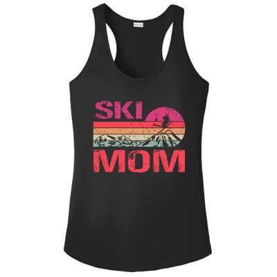 Retro Ski Mom Sunset Winter Skiing Mom Gift Ladies PosiCharge Competitor Racerback Tank