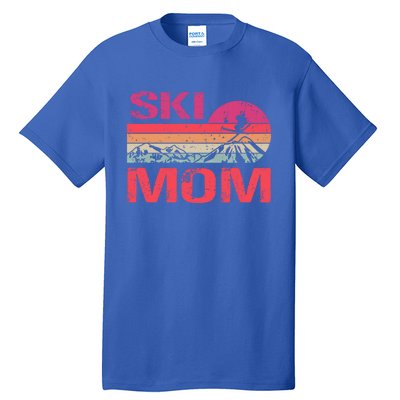 Retro Ski Mom Sunset Winter Skiing Mom Gift Tall T-Shirt