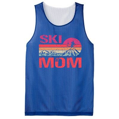 Retro Ski Mom Sunset Winter Skiing Mom Gift Mesh Reversible Basketball Jersey Tank