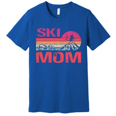 Retro Ski Mom Sunset Winter Skiing Mom Gift Premium T-Shirt