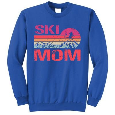 Retro Ski Mom Sunset Winter Skiing Mom Gift Tall Sweatshirt