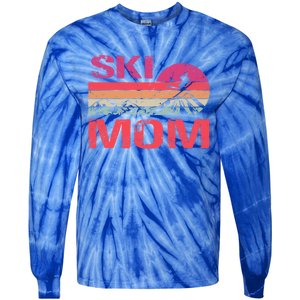 Retro Ski Mom Sunset Winter Skiing Mom Gift Tie-Dye Long Sleeve Shirt