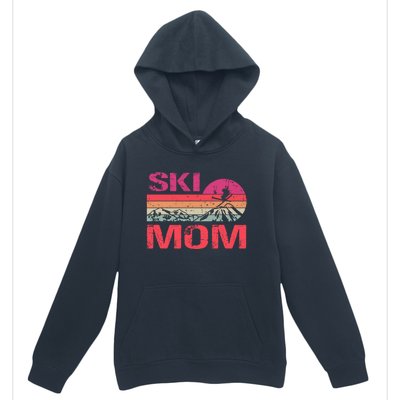 Retro Ski Mom Sunset Winter Skiing Mom Gift Urban Pullover Hoodie