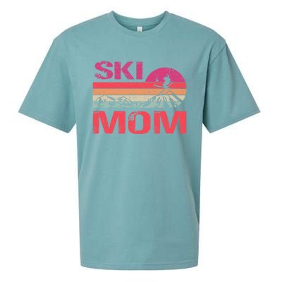 Retro Ski Mom Sunset Winter Skiing Mom Gift Sueded Cloud Jersey T-Shirt