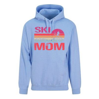 Retro Ski Mom Sunset Winter Skiing Mom Gift Unisex Surf Hoodie