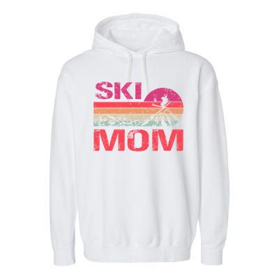 Retro Ski Mom Sunset Winter Skiing Mom Gift Garment-Dyed Fleece Hoodie