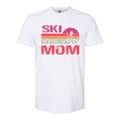 Retro Ski Mom Sunset Winter Skiing Mom Gift Softstyle CVC T-Shirt