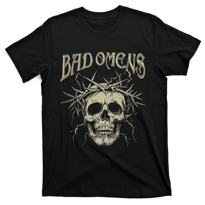 Retro Skulls Music Rock 90s Omens Pride Family Bad Gift Idea T-Shirt