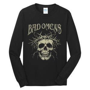 Retro Skulls Music Rock 90s Omens Pride Family Bad Gift Idea Tall Long Sleeve T-Shirt