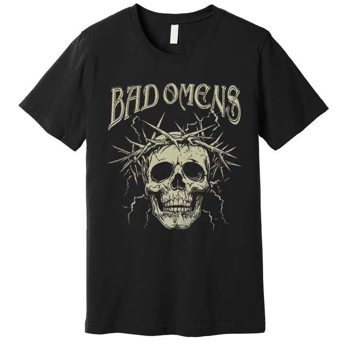 Retro Skulls Music Rock 90s Omens Pride Family Bad Gift Idea Premium T-Shirt