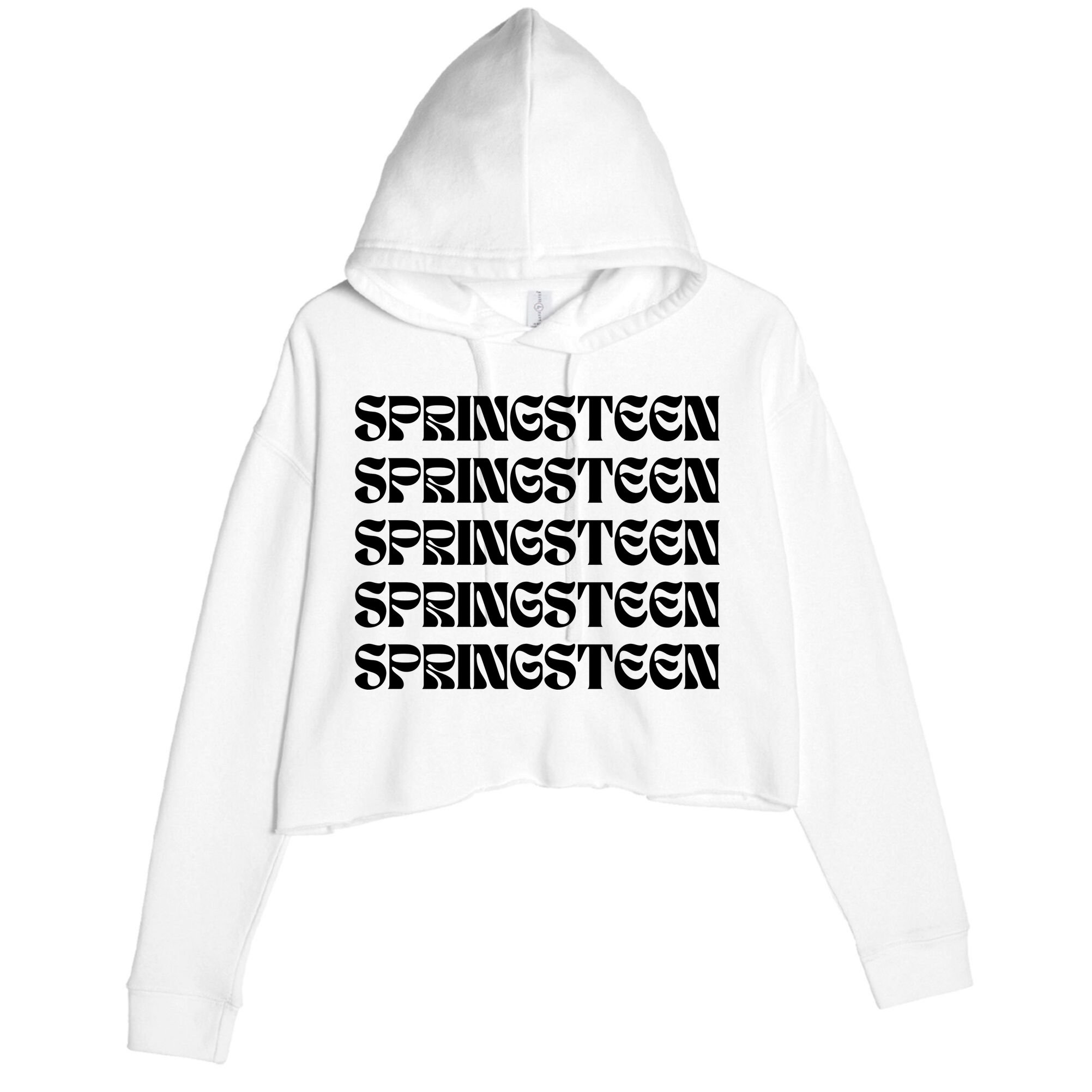Retro Springsteen Music Crop Fleece Hoodie
