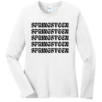 Retro Springsteen Music Ladies Long Sleeve Shirt