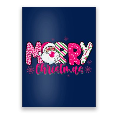 Retro Santa Merry Christmas Blowing Bubble Xmas Poster