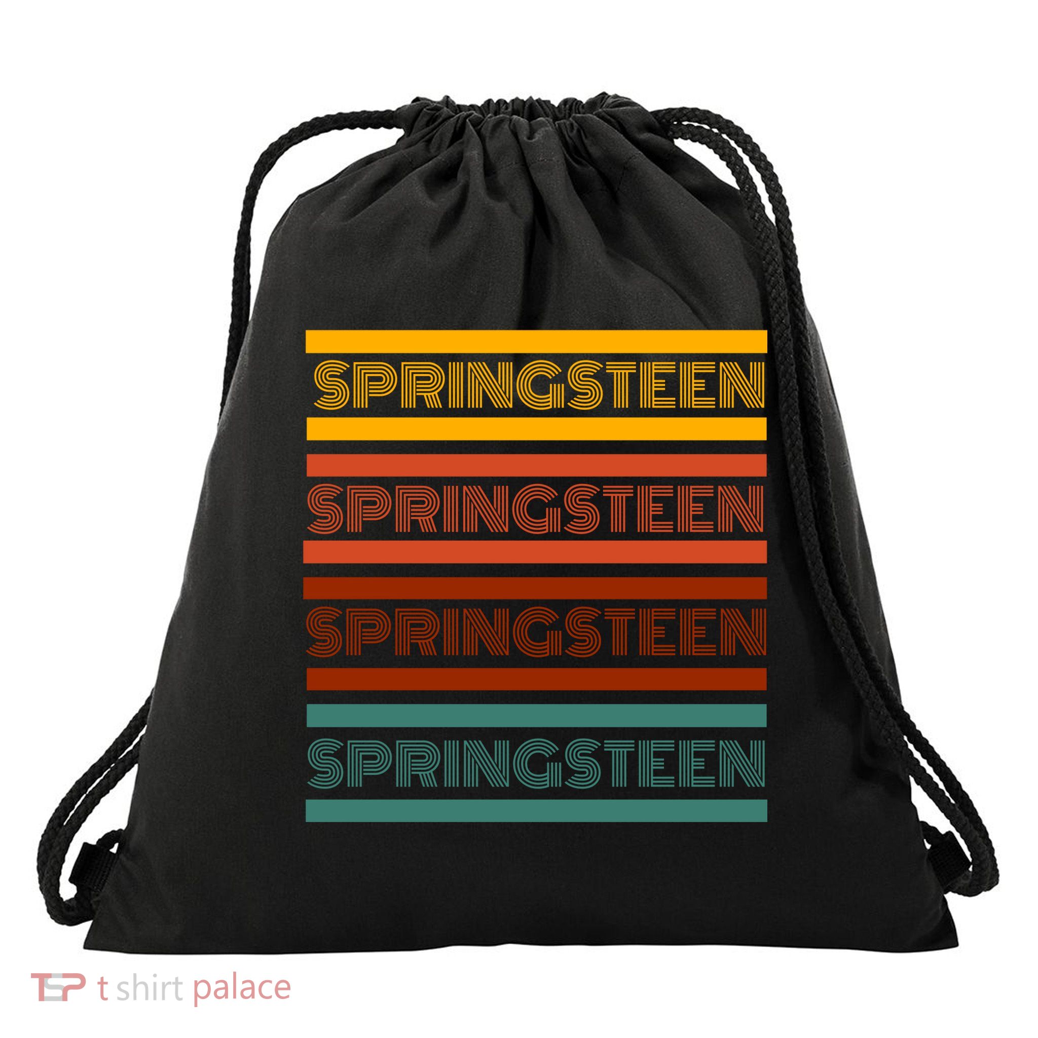 Retro Springsteen Music Drawstring Bag