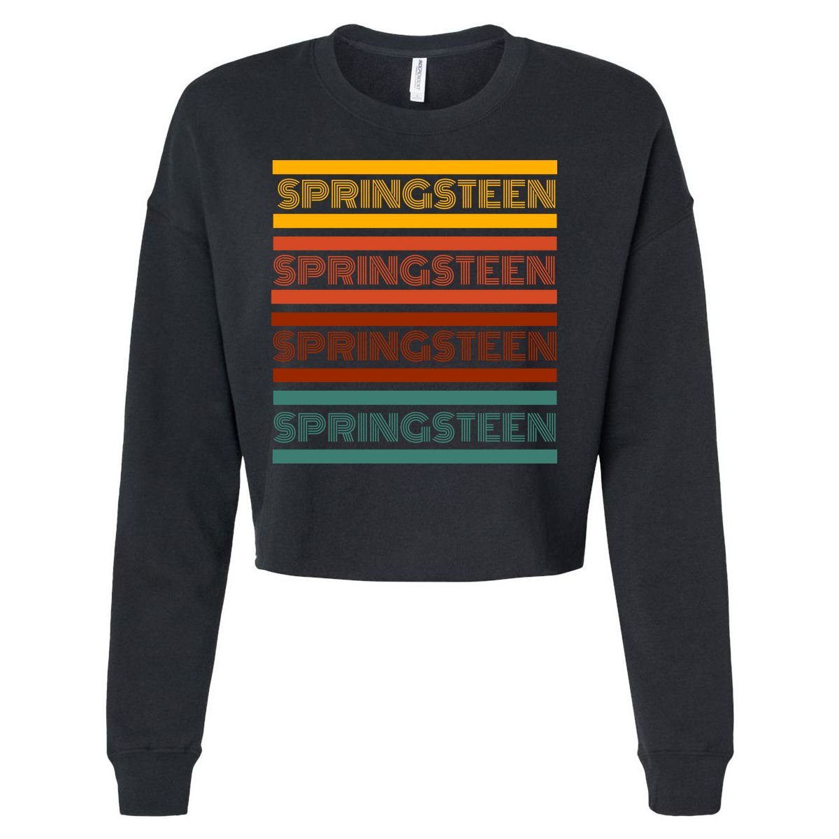 Retro Springsteen Music Cropped Pullover Crew