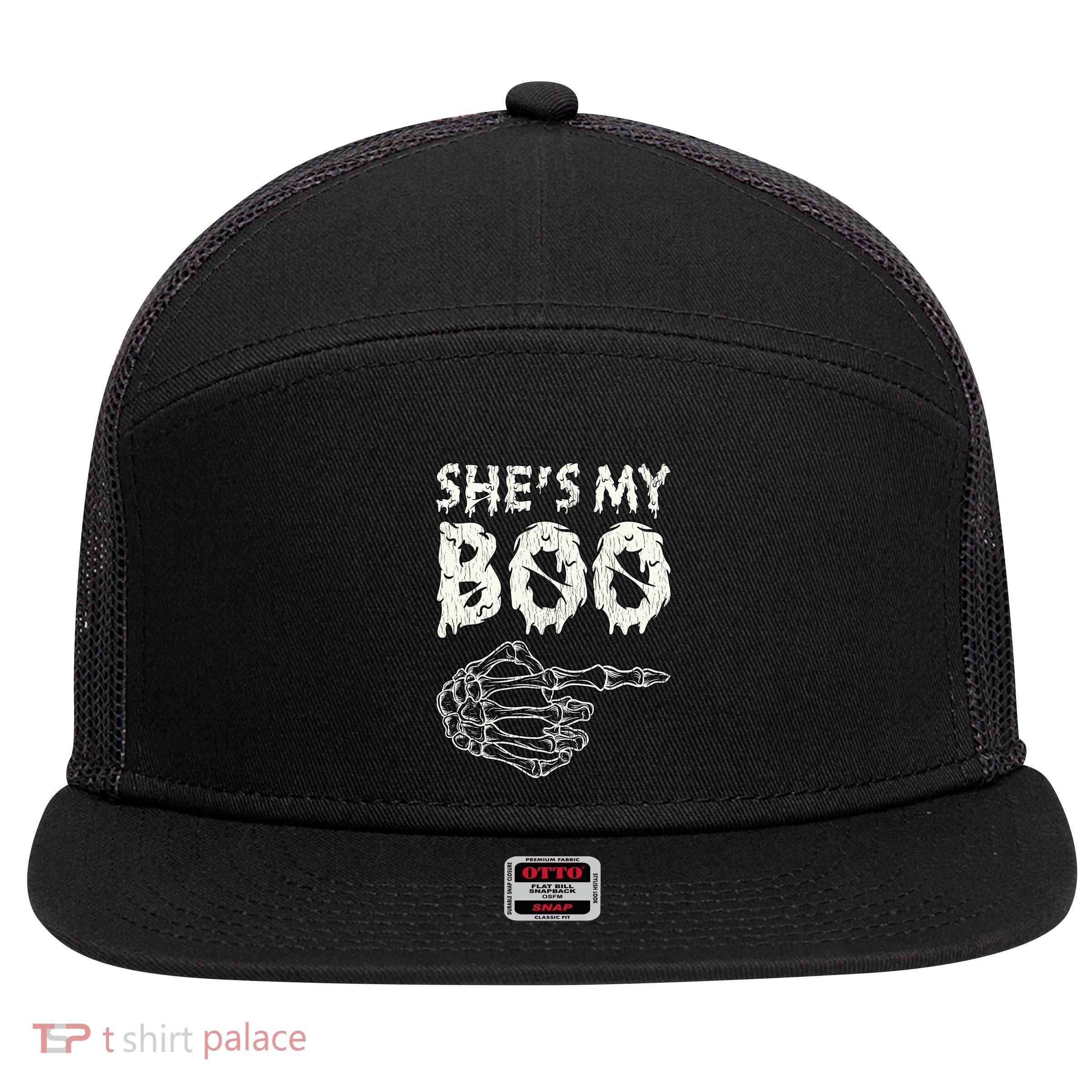 Retro She My Boo Couples Halloween For Her Matching Costume Gift 7 Panel Mesh Trucker Snapback Hat
