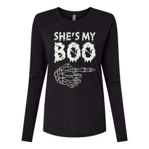 Retro She My Boo Couples Halloween For Her Matching Costume Gift Womens Cotton Relaxed Long Sleeve T-Shirt