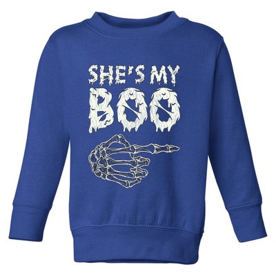 Retro She My Boo Couples Halloween For Her Matching Costume Gift Toddler Sweatshirt