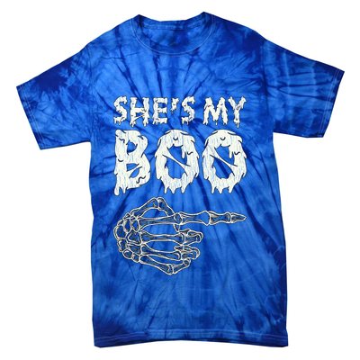 Retro She My Boo Couples Halloween For Her Matching Costume Gift Tie-Dye T-Shirt
