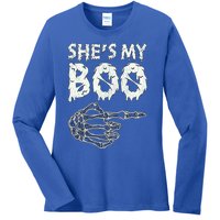 Retro She My Boo Couples Halloween For Her Matching Costume Gift Ladies Long Sleeve Shirt