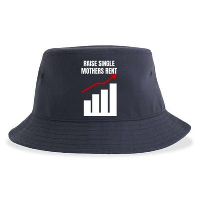 Raise Single Mothers Rent Funny Mom Single Parent Sustainable Bucket Hat