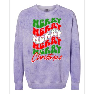 Retro Style Merry Christmas Colorblast Crewneck Sweatshirt